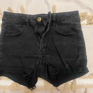 American Eagle Outfitters Black Jean Shorts High-Waisted Raw Hem